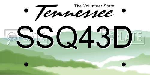 SSQ43D Tennessee License Plate