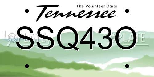 SSQ43O Tennessee License Plate