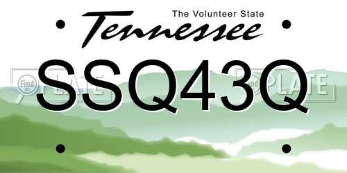 SSQ43Q Tennessee License Plate
