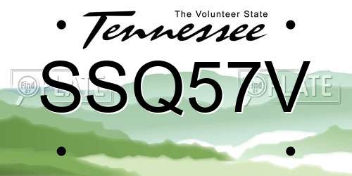 SSQ57V Tennessee License Plate