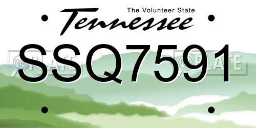 SSQ7591 Tennessee License Plate