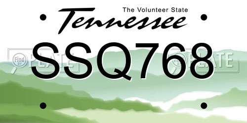SSQ768 Tennessee License Plate