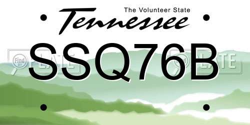 SSQ76B Tennessee License Plate