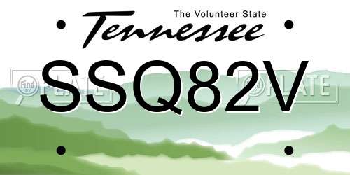 SSQ82V Tennessee License Plate