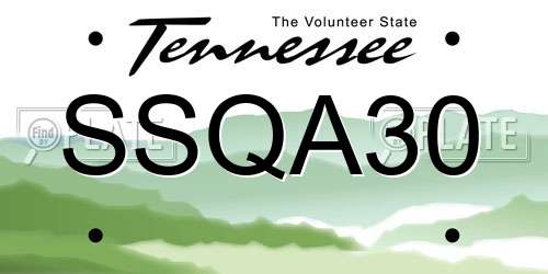 SSQA30 Tennessee License Plate