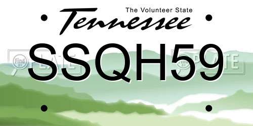 SSQH59 Tennessee License Plate