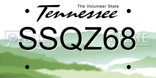 SSQZ68 Tennessee License Plate