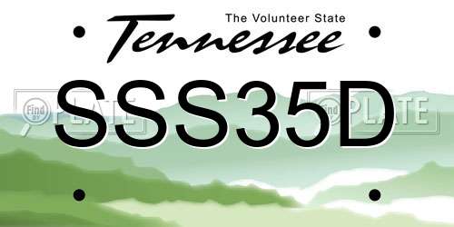 SSS35D Tennessee License Plate