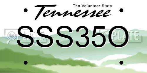 SSS35O Tennessee License Plate