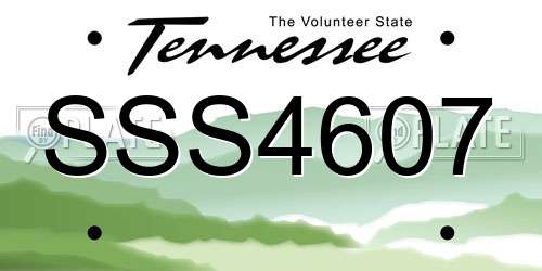SSS4607 Tennessee License Plate