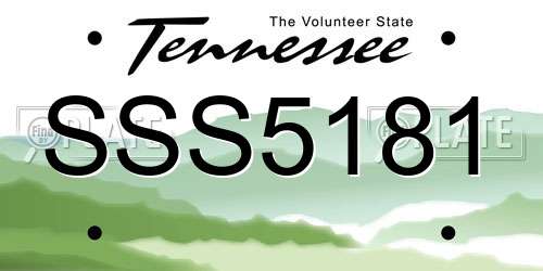 SSS5181 Tennessee License Plate