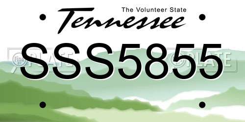 SSS5855 Tennessee License Plate