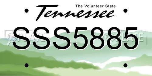 SSS5885 Tennessee License Plate
