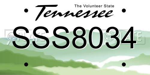 SSS8034 Tennessee License Plate