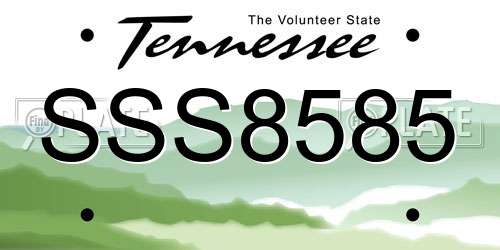 SSS8585 Tennessee License Plate