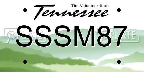 SSSM87 Tennessee License Plate