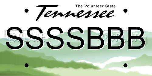 SSSSBBB Tennessee License Plate