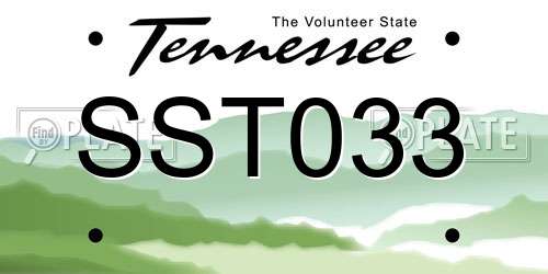 SST033 Tennessee License Plate