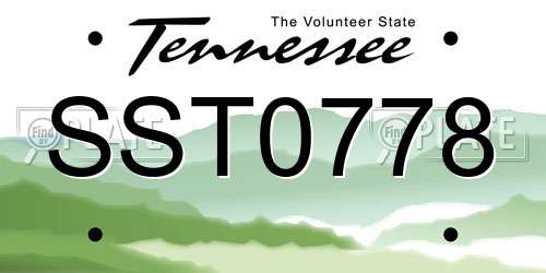 SST0778 Tennessee License Plate
