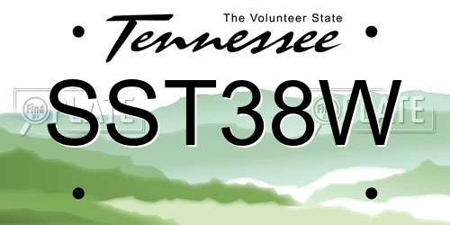SST38W Tennessee License Plate