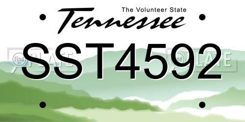 SST4592 Tennessee License Plate