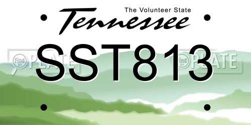 SST813 Tennessee License Plate