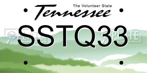 SSTQ33 Tennessee License Plate