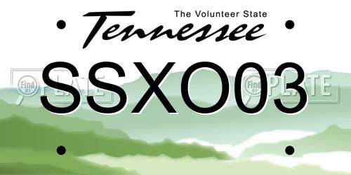 SSXO03 Tennessee License Plate