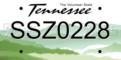 SSZ0228 Tennessee License Plate