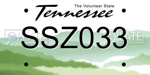 SSZ033 Tennessee License Plate