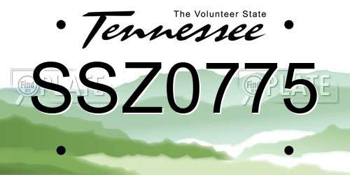 SSZ0775 Tennessee License Plate