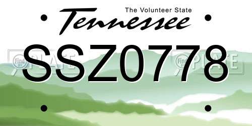 SSZ0778 Tennessee License Plate