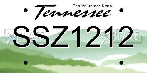 SSZ1212 Tennessee License Plate