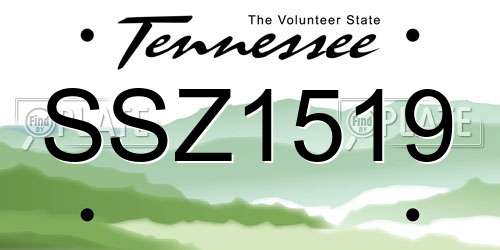 SSZ1519 Tennessee License Plate