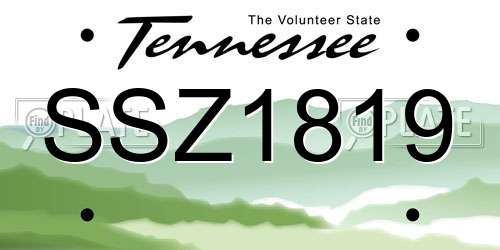 SSZ1819 Tennessee License Plate
