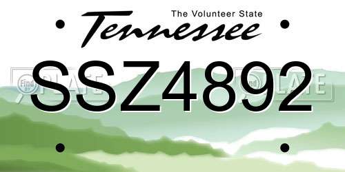 SSZ4892 Tennessee License Plate