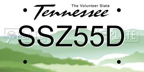 SSZ55D Tennessee License Plate