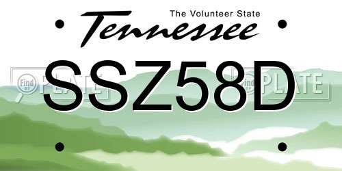 SSZ58D Tennessee License Plate