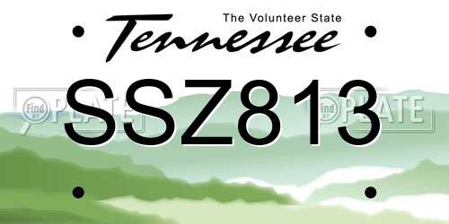 SSZ813 Tennessee License Plate