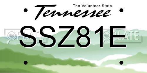 SSZ81E Tennessee License Plate