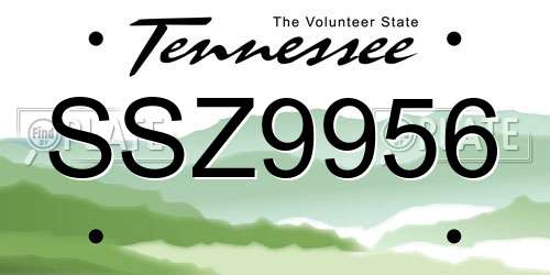 SSZ9956 Tennessee License Plate