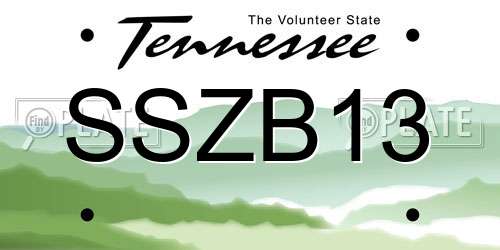 SSZB13 Tennessee License Plate