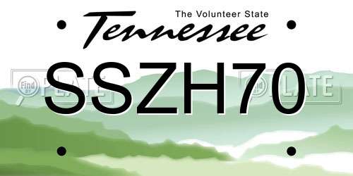 SSZH70 Tennessee License Plate