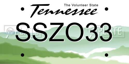 SSZO33 Tennessee License Plate