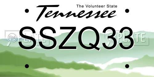 SSZQ33 Tennessee License Plate