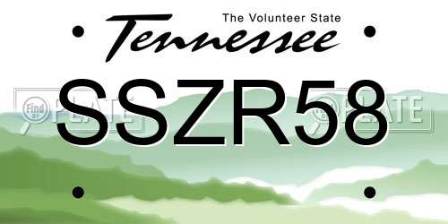 SSZR58 Tennessee License Plate