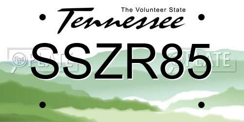 SSZR85 Tennessee License Plate