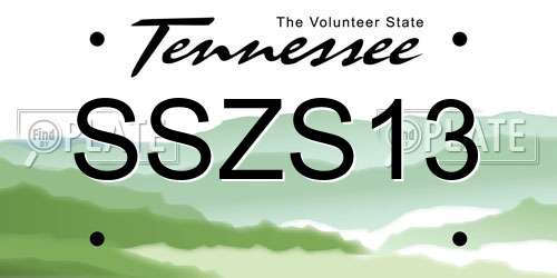 SSZS13 Tennessee License Plate