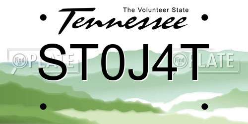 ST0J4T Tennessee License Plate