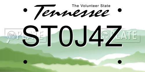 ST0J4Z Tennessee License Plate